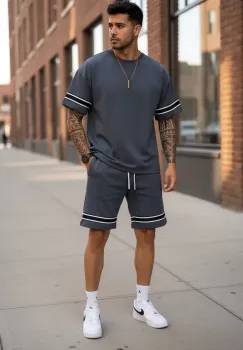 Compleu de vara tricou + pantaloni gri XXA imagine