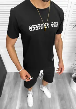 Compleu de vara tricou + pantaloni  negru  TS950 imagine