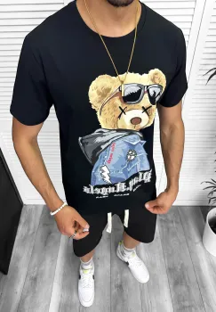 Compleu de vara tricou + pantaloni  negru  TS958 imagine