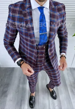 Costum barbati slim fit (PANTALONI + VESTA)  4224 N7-4.3 imagine