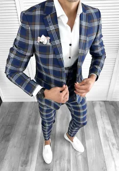 Costum barbati slim fit (PANTALONI + Vesta) 42261  O3-4.3 imagine