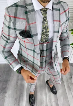 Costum barbati slim fit (PANTALONI + VESTA) 5363 D3-3.4 imagine