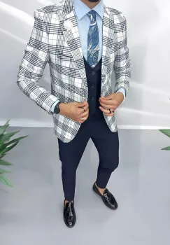 Costum barbati  slim fit sacou + pantaloni + vesta 13244 imagine