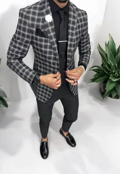 Costum barbati  slim fit sacou + pantaloni + vesta 5000 imagine