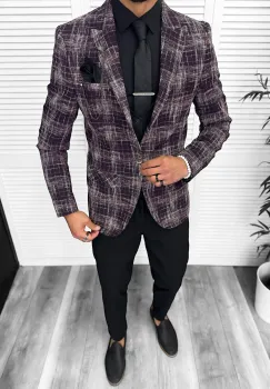 Costum barbati  slim fit sacou  pantaloni  vesta  cravata  batista 13201 imagine