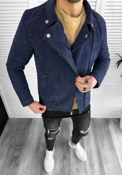 Geaca barbati bleumarin piele ecologica 13034 57-2 imagine