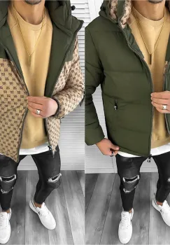 Geaca barbati de iarna cu 2 fete kaki A68 imagine
