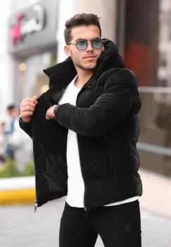 Geaca barbati de iarna imblanita neagra 12322 imagine