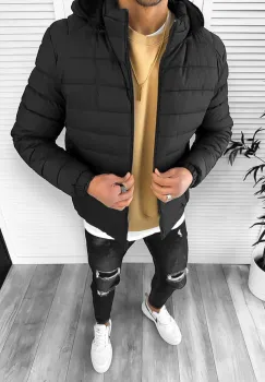 Geaca barbati de iarna imblanita neagra 5188 imagine