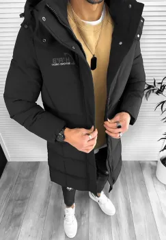 Geaca barbati de iarna imblanita neagra A07 imagine