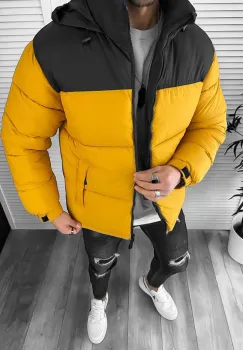 Geaca barbati de iarna mustar 2317 imagine