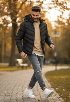 Geaca barbati de iarna neagra 13413 imagine