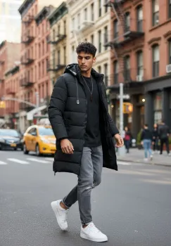 Geaca barbati de iarna neagra A72 imagine