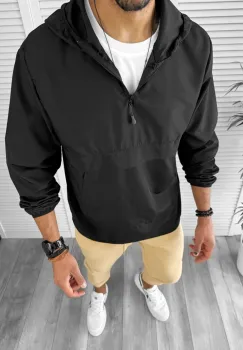 Geaca barbati de toamna din fas subtire neagra B3344 imagine