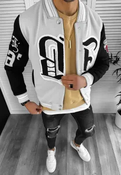 Geaca barbati gri de toamna cu imprimeu K162 125-4 imagine