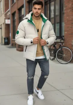 Geaca barbati groasa de iarna  bej 4400 imagine