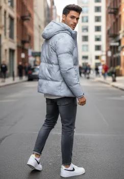 Geaca barbati groasa de iarna  gri 2602 imagine