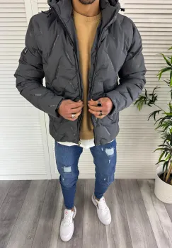 Geaca barbati groasa de iarna gri petrol B3354  D0-5 imagine