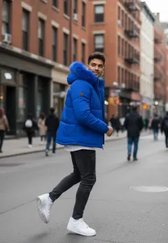 Geaca barbati groasa de iarna  imblanita albastra 2333 imagine