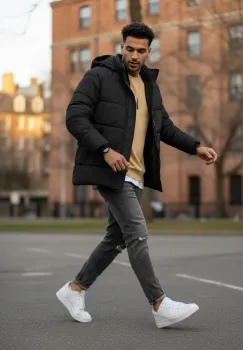 Geaca barbati groasa de iarna  imblanita  neagra 5157A imagine