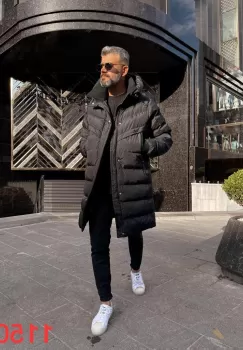 Geaca barbati groasa de iarna neagra 1150 imagine