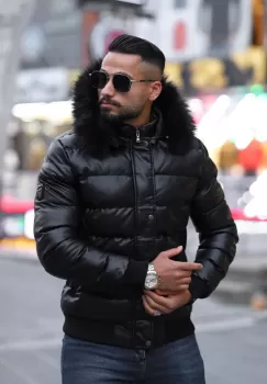 Geaca barbati groasa de iarna neagra 12345 imagine