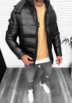 Geaca barbati groasa de iarna  neagra A18 imagine