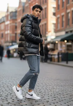 Geaca barbati groasa de iarna  neagra A18 imagine