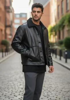 Geaca barbati groasa de iarna  neagra  M1058 imagine