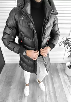 Geaca barbati groasa de iarna neagra1050 imagine