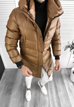 Geaca barbati groasa maro de iarna 8080 imagine