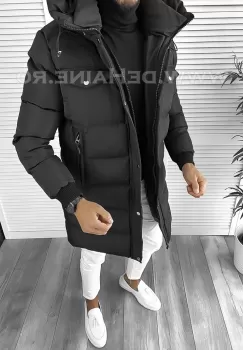 Geaca barbati groasa neagra de iarna 1600  imagine