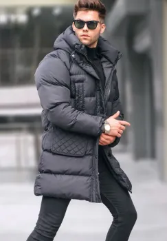 Geaca barbati groasa neagra de iarna B9645 E imagine