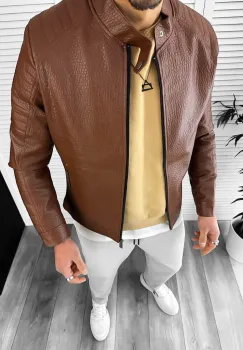 Geaca barbati maro piele ecologica 13022 66-1 imagine