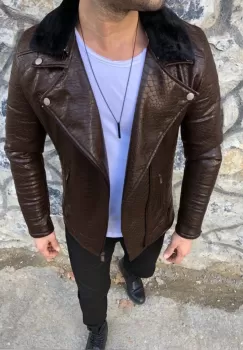 Geaca barbati maro piele ecologica B2847 59-5 imagine