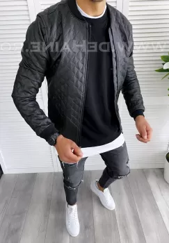 Geaca barbati neagra piele ecologica B2850 65-1 imagine