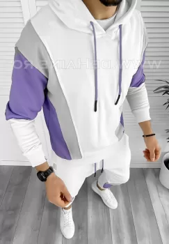 Hanorac barbati alb slim fit K154 imagine