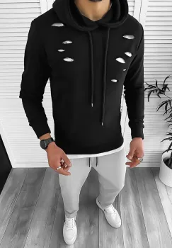 Hanorac barbati negru slim fit 2728 44-2 imagine