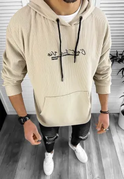 Hanorac barbati slim bej 3067 imagine