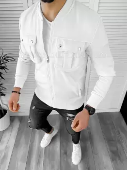 Hanorac barbati slim fit alb K034 N14-5* imagine