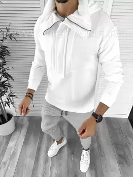 Hanorac barbati slim fit alb K322 I2-2  imagine