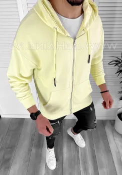 Hanorac barbati slim fit galben cu mic defect DEFK109 imagine