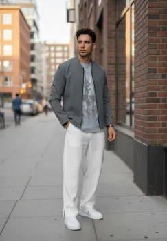 Hanorac barbati slim fit gri 12121 P20-2.1 imagine