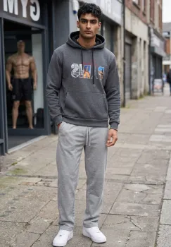 Hanorac barbati slim fit gri inchis  13511 imagine