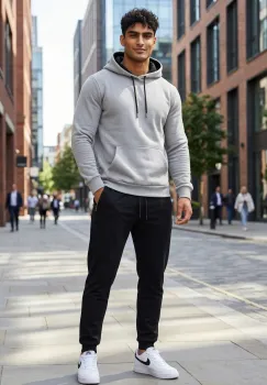 Hanorac barbati slim fit gri inchis 13514 imagine
