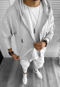 Hanorac barbati slim fit gri K10 imagine