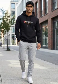 Hanorac barbati slim fit negru 13532 imagine
