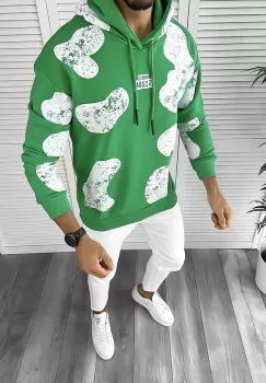 Hanorac barbati slim fit verde K494 15-1.3 imagine