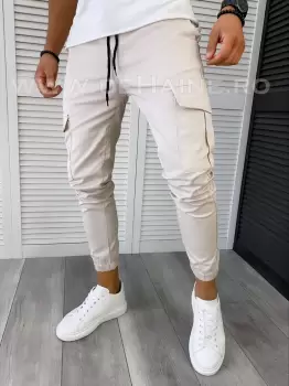 Pantaloni barbati bej casual B6050 B5-1 imagine