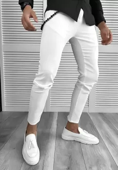 Pantaloni barbati casual albi 10614 imagine